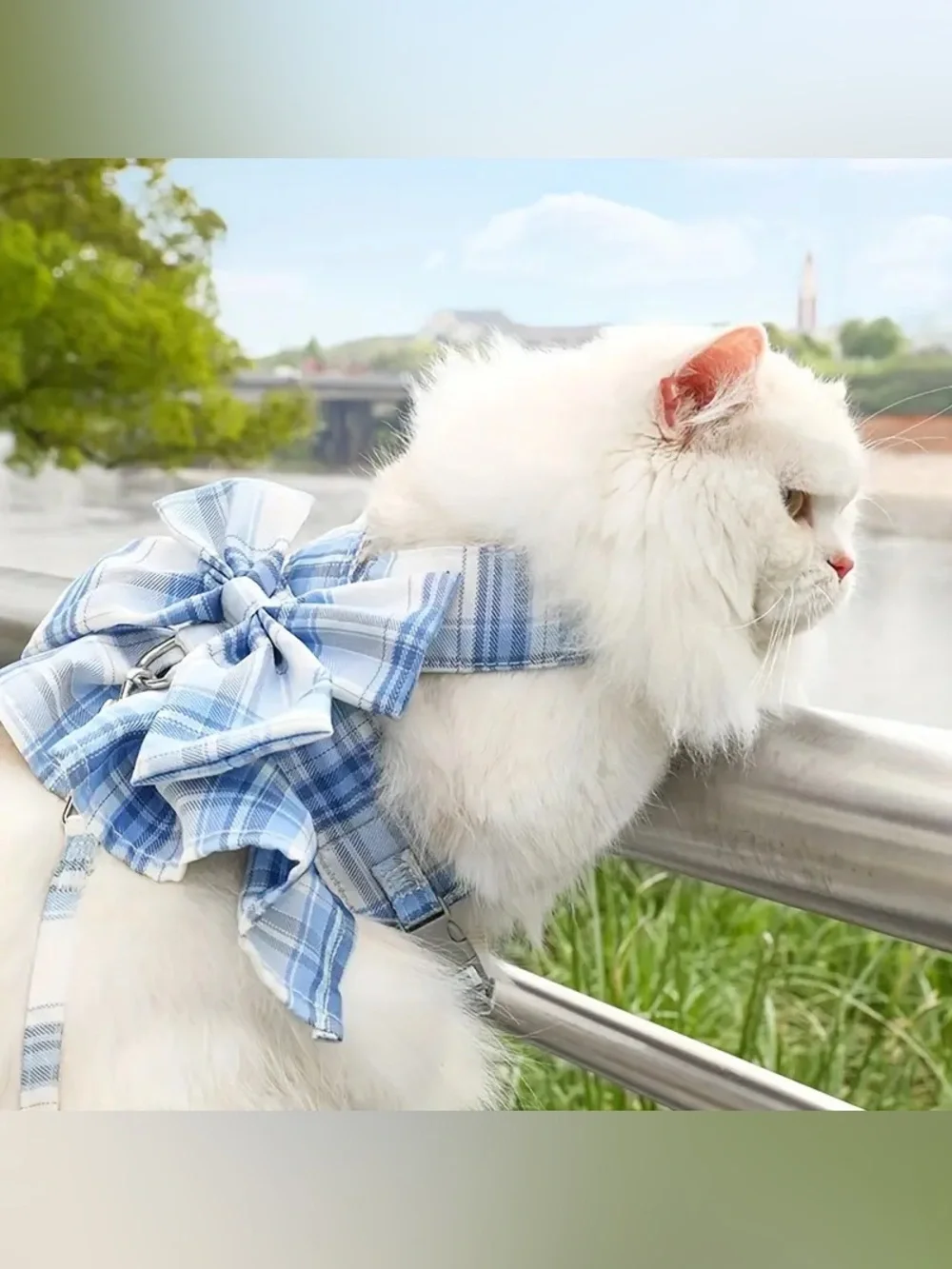 Plaid Bow Dog and Cat Leash yellow